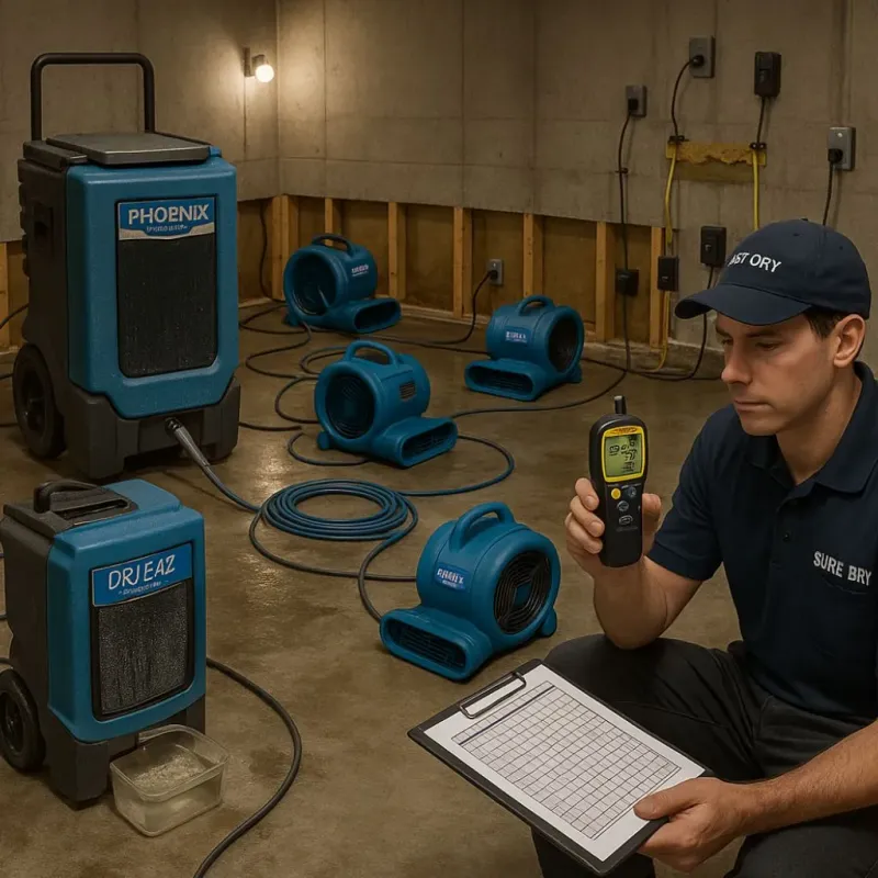 Structural Drying and Dehumidification process in Secaucus, NJ
